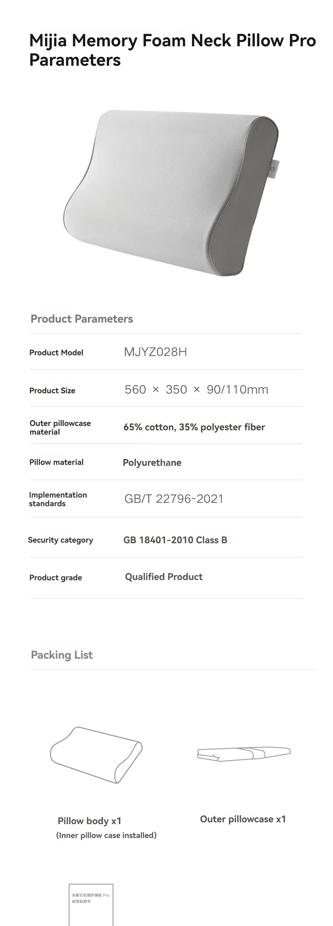 Mijia Memory Cotton Neck Pillow Pro Soft Breathable Antibacterial Strong Support 9cm 11cm High Low Curve Seamless Fit Ergora