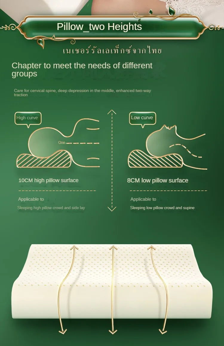 TAIHI Thailand Latex Pillow For Neck Pain Protect Vertebrae Health Care Orthopedic Massage Pillows For Sleeping For Bedroom Ergora