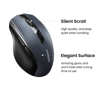 UGREEN Wireless Mouse Bluetooth5.0 Mouse Ergonomic 4000DPI 6 Mute Buttons Mouse For MacBook Tablet Laptops Computer PC 2.4G Mice Ergora