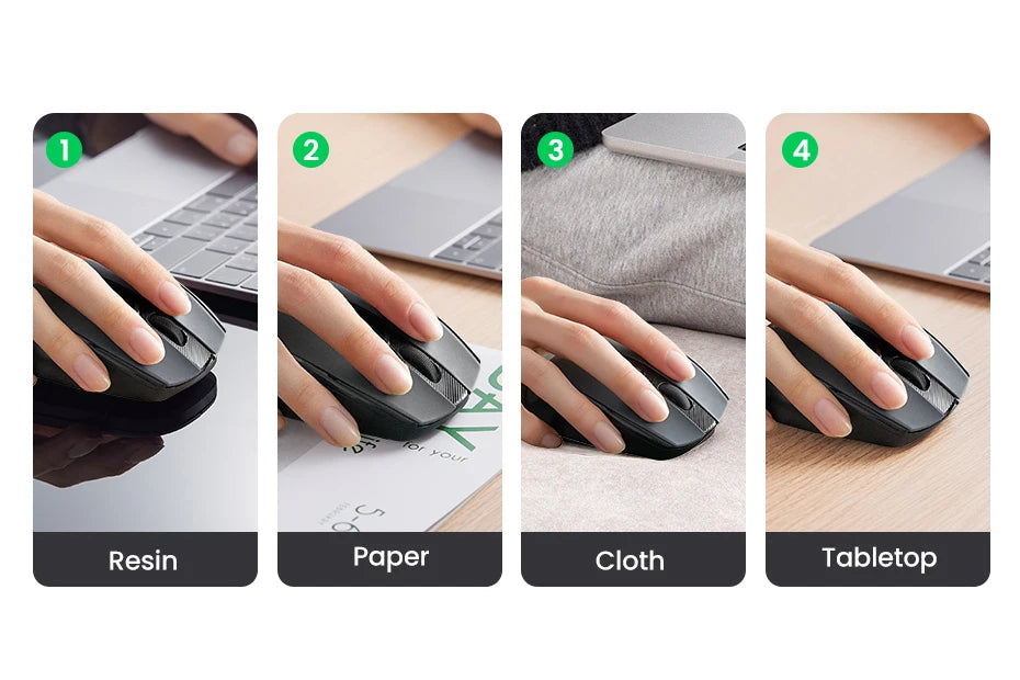 UGREEN Wireless Mouse Bluetooth5.0 Mouse Ergonomic 4000DPI 6 Mute Buttons Mouse For MacBook Tablet Laptops Computer PC 2.4G Mice Ergora