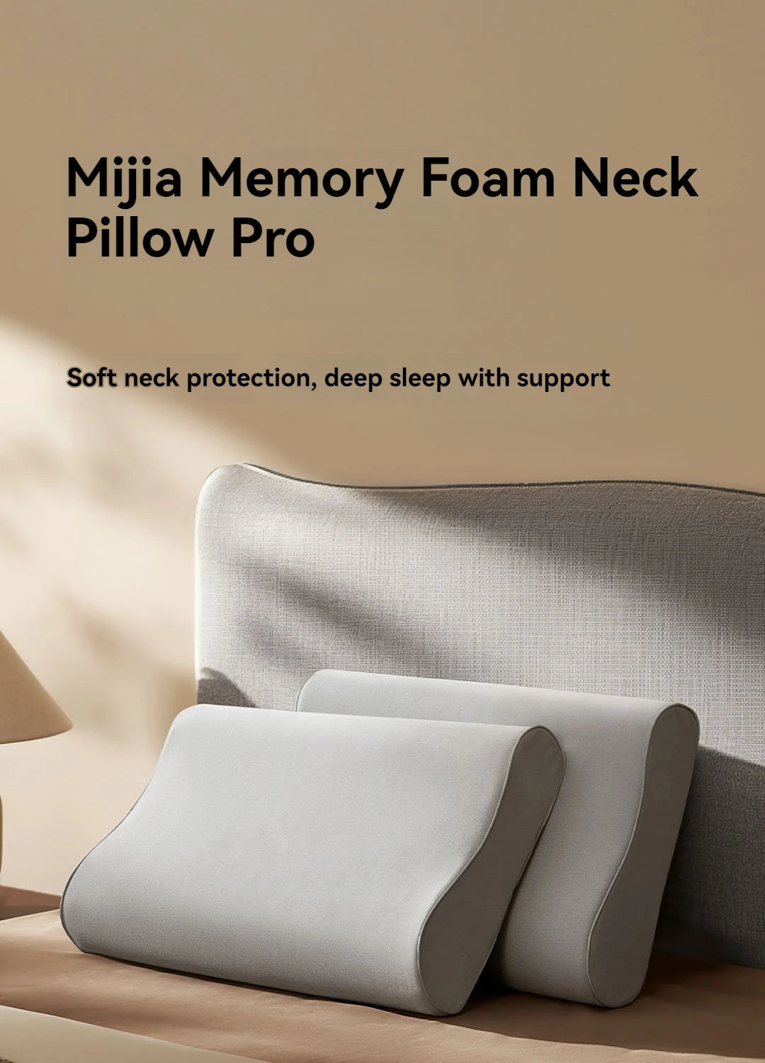 Mijia Memory Cotton Neck Pillow Pro Soft Breathable Antibacterial Strong Support 9cm 11cm High Low Curve Seamless Fit Ergora