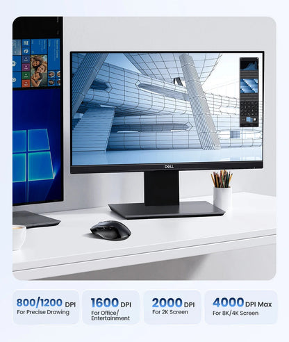 UGREEN Wireless Mouse Bluetooth5.0 Mouse Ergonomic 4000DPI 6 Mute Buttons Mouse For MacBook Tablet Laptops Computer PC 2.4G Mice Ergora