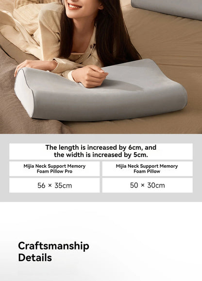 Mijia Memory Cotton Neck Pillow Pro Soft Breathable Antibacterial Strong Support 9cm 11cm High Low Curve Seamless Fit Ergora